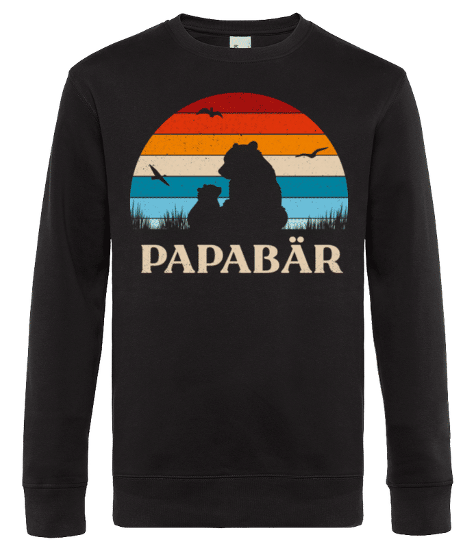 Vorschau: Papabär Sonnenuntergang - Männer Standard Pullover - Schwarz - Vorne