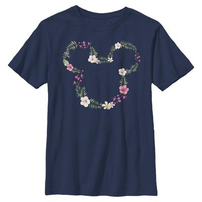 Disney Classics - Mickey Mouse - Mickey Mouse Floral Mickey - Enfant T-shirt - Bleu marine - Devant
