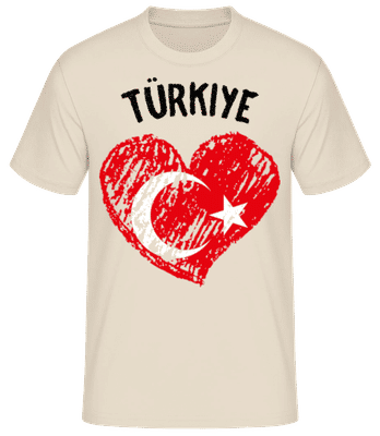 Türkiye Heart Flag - Men's B&C T-Shirt - Cream - Front