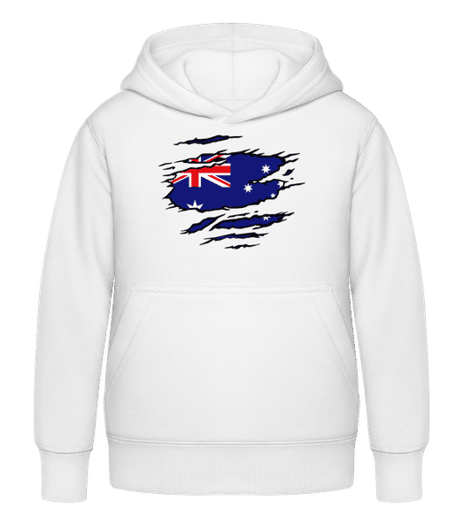 Aperçu: Flag en Australie - Sweat à capuche Enfant - Blanc - Devant