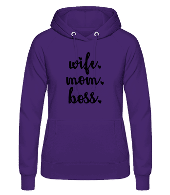 Motiv Wife Mom Boss - Frauen Hoodie - Lila - Vorne