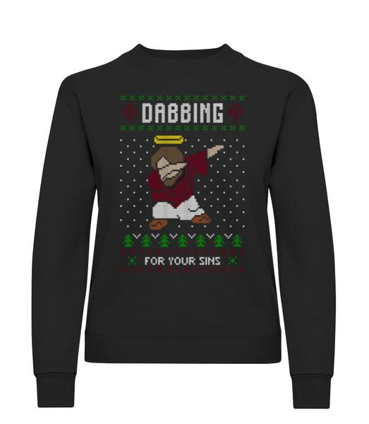 Aperçu: Dabbing Jesus - Sweatshirt Femme - Noir - Devant