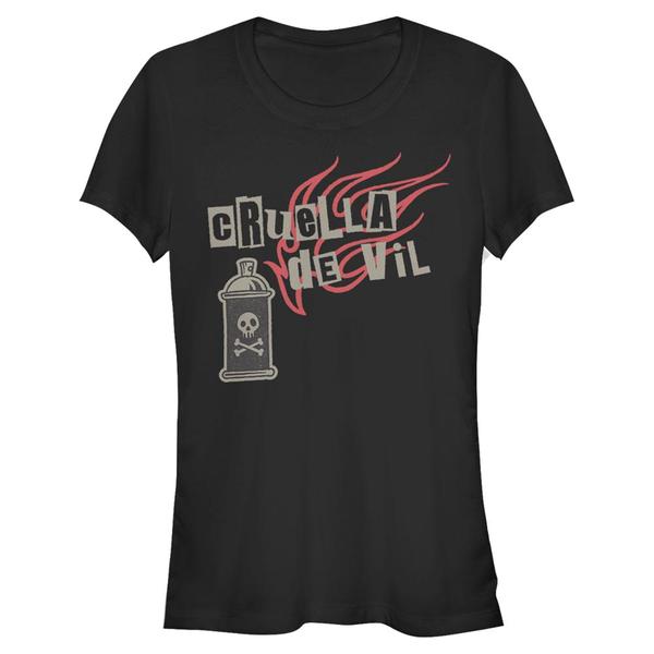 Aperçu: Disney Classics - Cruella - Logo Spray Fire - Femme T-shirt - Noir - Devant