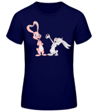 Love Rabbits Comic - Frauen Basic T-Shirt - Marine - Vorne