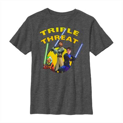 Star Wars - The Clone Wars - Skupina Triple Threat - Kinder T-Shirt - Anthrazit meliert - Vorne