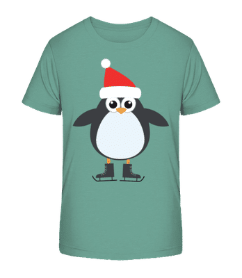Ice Skate Penguin - Kid's Organic T-Shirt Stanley Stella 2.0 - Teal - Front