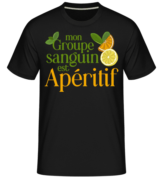 Aperçu: Mon Groupe Sanguin Est Apéritif -  T-Shirt Shirtinator homme - Noir - Devant