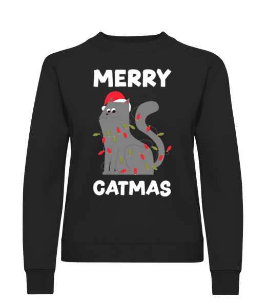 Aperçu: Merry Catmas - Sweatshirt Femme - Noir - Devant