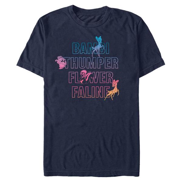 Aperçu: Disney Classics - Bambi - Skupina Characters Names Stacked - Homme T-shirt - Bleu marine - Devant