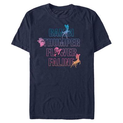 Disney Classics - Bambi - Skupina Characters Names Stacked - Homme T-shirt - Bleu marine - Devant