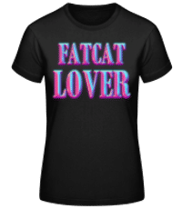 Fatcat Lover Lettering - Women's Basic T-Shirt - Black - Front