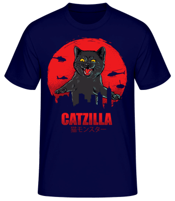 Catzilla - Männer Basic T-Shirt - Marine - Vorne