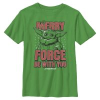 Star Wars - The Mandalorian - The Child Merry Force - Navidad - Niños Camiseta - Verde irlandés - delante