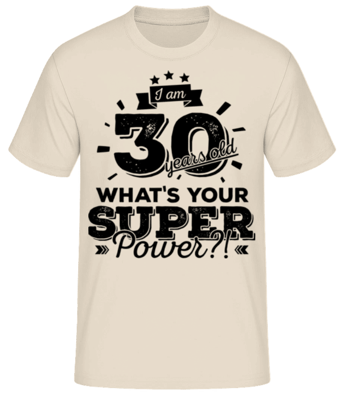 Náhled: 30 Years Super Power - Pánské basic tričko - Krémová - Napřed