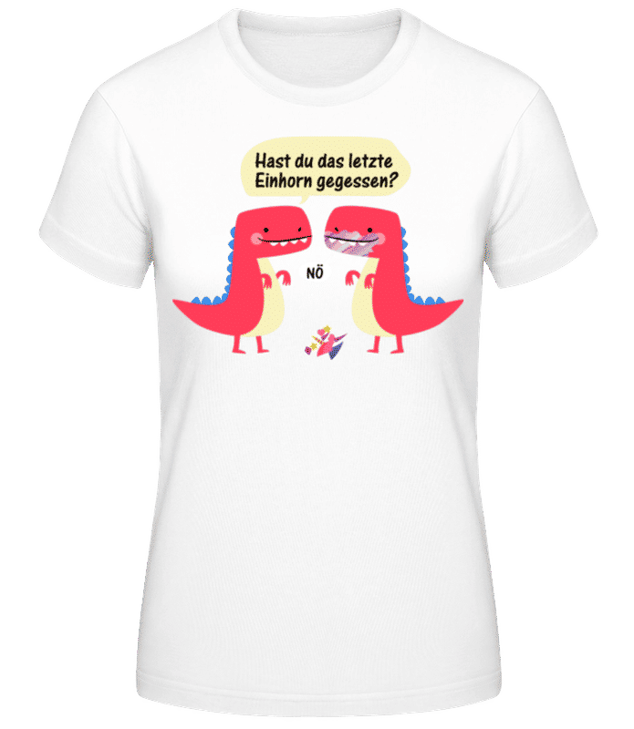 Vorschau: Letztes Einhorn Und Dinosaurier - Frauen Basic T-Shirt - Weiß - Vorne