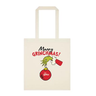 The Grinch - Weihnachtskugel Grafik - Weihnachten - Tasche - Creme - Vorne