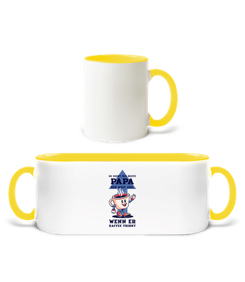 Bester Papa Der Welt Kaffee - Tasse zweifarbig - Weiß / Gelb - Vorne