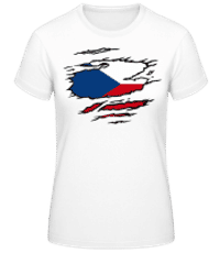 Zerrissene Flagge Tschechien - Frauen Basic T-Shirt - Weiß - Vorne