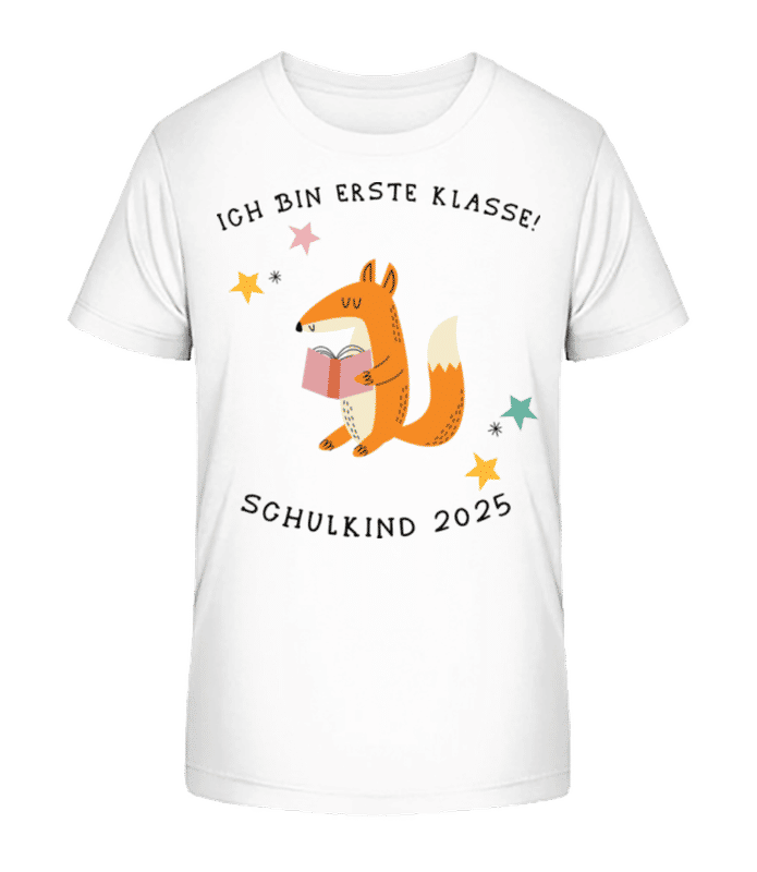 Vorschau: Schulkind 2025 Fuchs - Kinder Bio T-Shirt Stanley Stella 2.0 - Weiß - Vorne