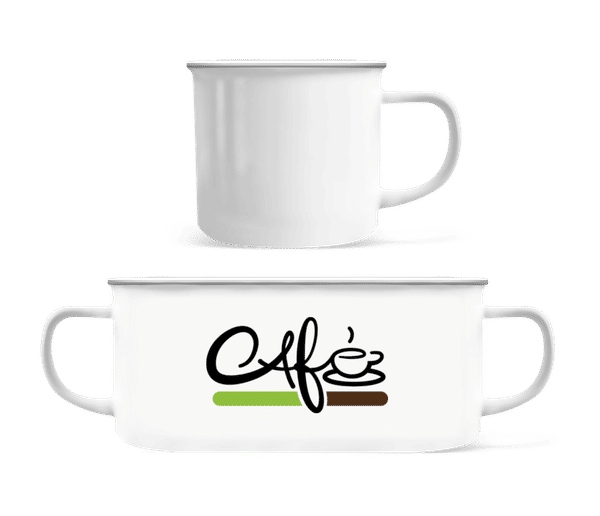 Vorschau: Café Logo - Emaille-Tasse - Weiß - Vorne