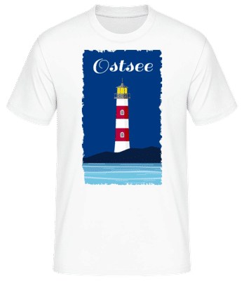 Ostsee Leuchtturm - Männer Basic T-Shirt - Weiß - Vorne