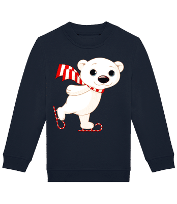 Patin À Glace Ours Polaire - Sweat-shirt standard pour enfant - Bleu marine - Devant