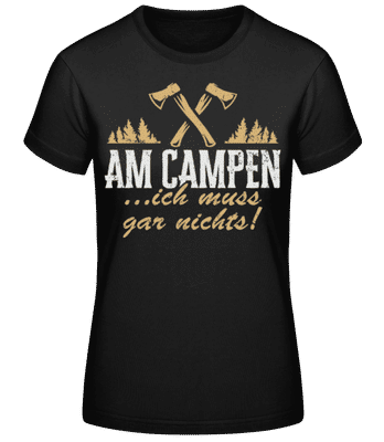 Am Campen - Frauen Basic T-Shirt - Schwarz - Vorne