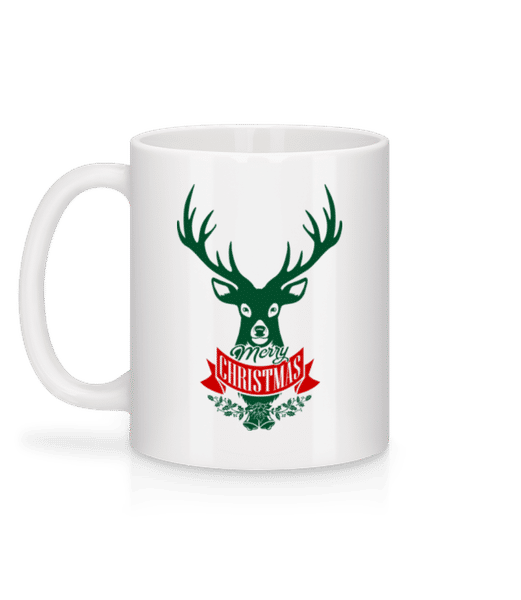 Aperçu: Merry Christmas Deer Label - Mug en céramique blanc - Blanc - Derrière
