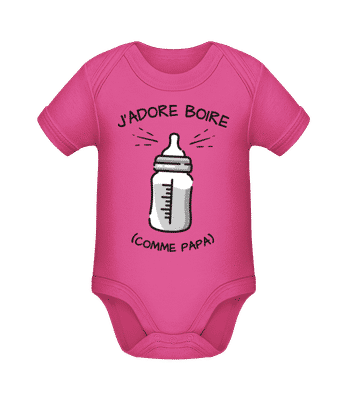 J’adore Boire Comme Papa - Body manches courtes bio - Magenta - Devant
