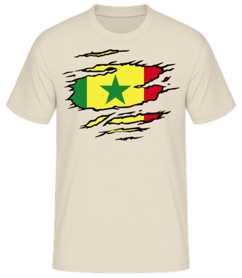 Ripped Flag Senegal - Men's Basic T-Shirt - Cream - Front