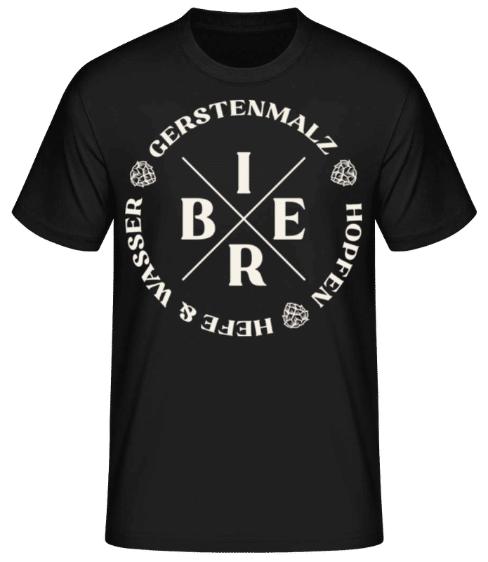 Vorschau: Bier Gerste Hopfen Hefe Wasser - Männer Basic T-Shirt - Schwarz - Vorne
