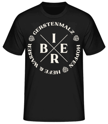Bier Gerste Hopfen Hefe Wasser - Männer Basic T-Shirt - Schwarz - Vorne