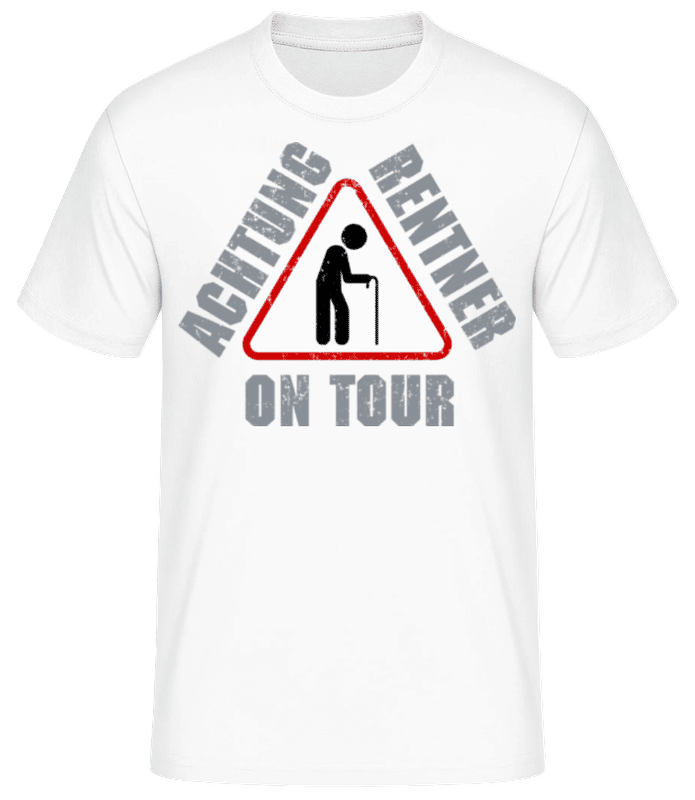 Vorschau: Achtung Rentner On Tour - Männer Basic T-Shirt - Weiß - Vorne