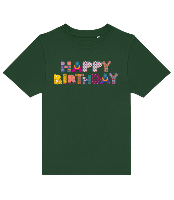 Happy Birthday Letters - Camiseta niño B&C - Verde botella - delante