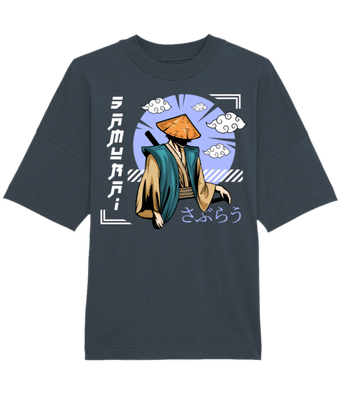 Samurai - Unisex Bio Oversized T-Shirt Stanley Stella 2.0 - Denim - Vorne