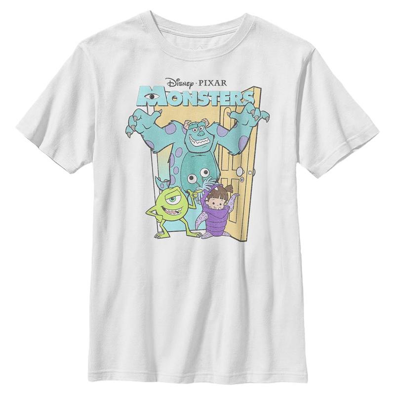 Vista previa: Pixar - Monstruos - Group Shot Pastel Monsters - Niños Camiseta - Blanco - delante