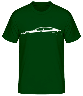 'Tesla Model S' Silhouette - Pánske basic tričko - Bottle green - Predné