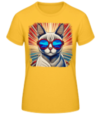 Siamese Cat Hippie Look - Women's Basic T-Shirt - Golden yellow - Front