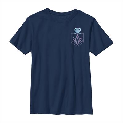 Disney - Eiskönigin - Bruni Fire Salamander Pocket - Kinder T-Shirt - Marine - Vorne
