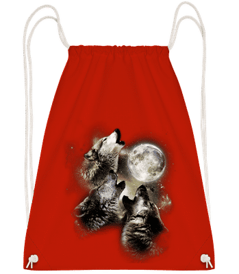 Wolf Moon - Drawstring batoh so šnúrkami - Červená - Predné