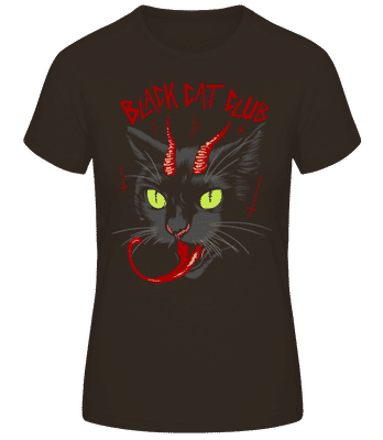 Black Cat Club - Dámske basic tričko - Hnedá - Predné