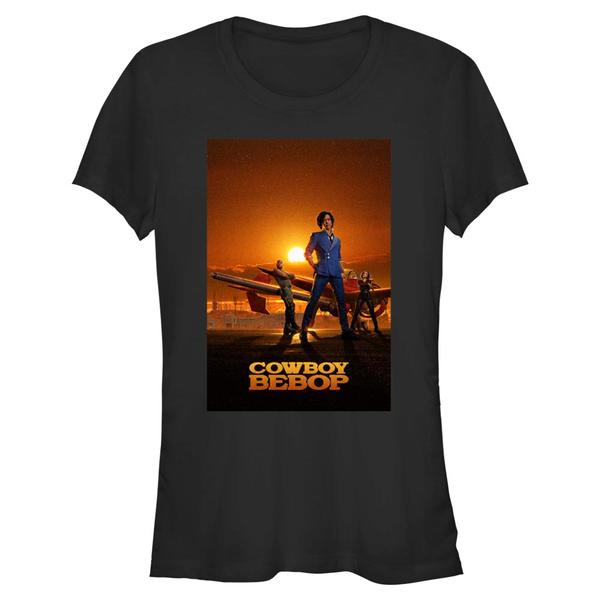Aperçu: Netflix - Cowboy Bebop - Skupina Sunset Poster - Femme T-shirt - Noir - Devant