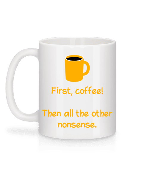 Aperçu: First, Coffee! - Mug en céramique blanc - Blanc - Derrière