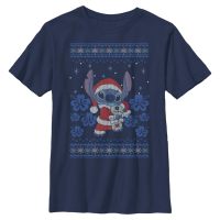 Disney - Lilo & Stitch - Stitch Holiday - Christmas - Enfant T-shirt - Bleu marine - Devant
