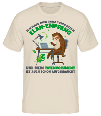 Schlechter Elan Empfang - Männer Basic T-Shirt - Creme - Vorne