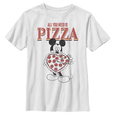 Disney - Mickey Mouse - Mickey All You Need Is Pizza - Kids T-Shirt - White - Front