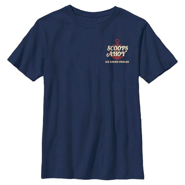 Aperçu: Netflix - Stranger Things - Logo Ahoy Ahoy - Enfant T-shirt - Bleu marine - Devant