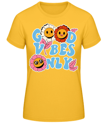 Good Vibes Only - Frauen Basic T-Shirt - Goldgelb - Vorne