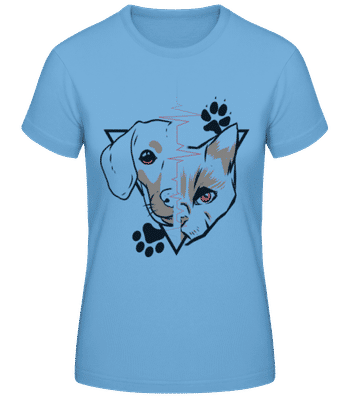 Cat And Dog - Women's Basic T-Shirt - Light blue - Front