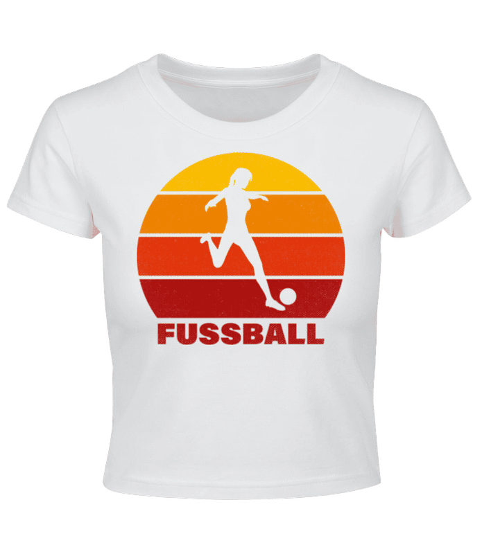 Vorschau: Fussball Sonnenuntergang - Crop T-Shirt - Weiß - Vorne